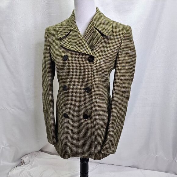 Ann Freedberg Tan Houndstooth Double Breasted Jacket Size P (XS) - Picture 2 of 11